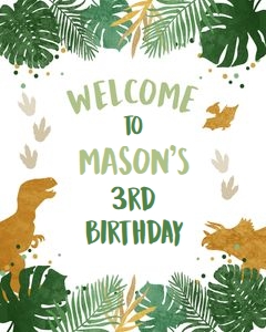 Welcome Sign Dinosaur Gold Boy design preview