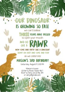 Birthday Invitation Dinosaur Boy design preview