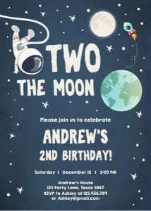 Birthday Invitation Two the Moon 0046 design preview