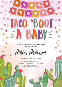 Baby Shower Invitation Fiesta Pink Taco Bout A Baby design preview