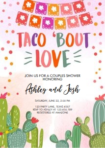 Couples Shower Invitation Fiesta Pink Taco Bout Love design preview