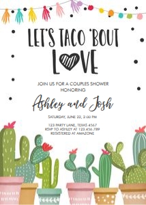 Couples Shower Invitation Cactus design preview