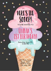 Birthday Invitation Ice Cream Chalk design preview