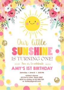Birthday Invitation Our Little Sunshine v3 design preview