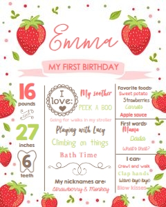 Milestones Poster Strawberry White design preview