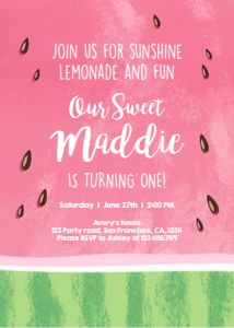 Birthday Invitation Watermelon Pink design preview