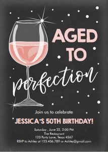 Birthday Invitation Aged to Perfection Pink design preview