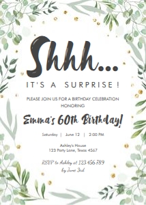 Birthday Invitation Greenery Surprise design preview