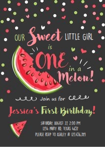Birthday Invitation One in a Melon Chalk design preview
