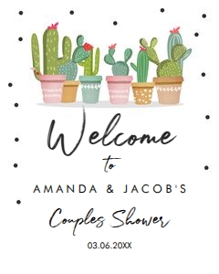 Welcome Sign Couples Shower Cactus design preview