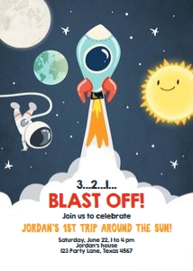 Birthday Invitation Space Rocket Boy design preview