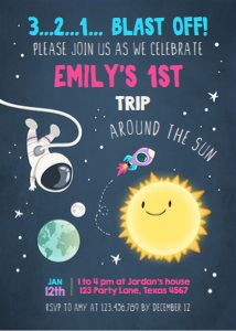 Birthday Invitation Space Girl design preview