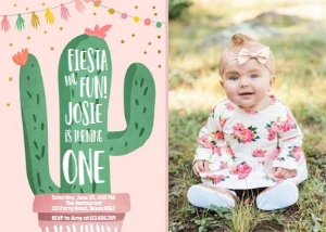 Birthday Invitation Wild Cactus Girl Pink Photo: Birthday Invitation Wild Cactus Girl Pink Photo