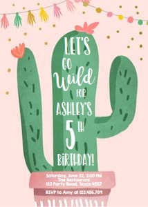 Birthday Invitation Cactus Wild Pink design preview