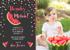 Thank You Card Thanks a Melon Chalk Photo design preview
