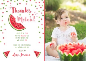 Thank You Card Thanks a Melon White Photo design preview