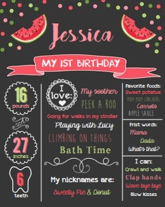 Birthday Milestone Poster One in a Melon Chalk design preview