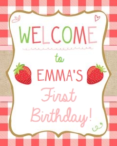 Welcome Sign Strawberry Red Pink design preview