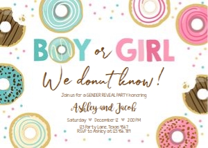 Gender Reveal Party Invitation Donut design preview