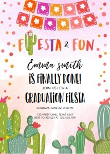 Graduation Invitation Fiesta Pink design preview