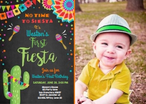 Birthday Invitation First Fiesta Chalk Photo design preview