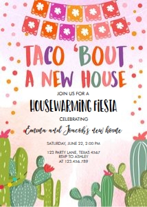 New House Fiesta Invitation Pink design preview