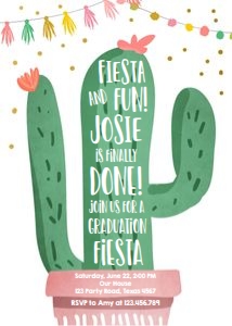 Graduation Invitation Cactus White design preview