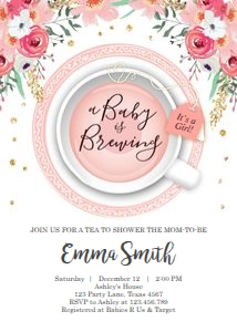 Baby Shower Invitation Tea Cup Pink: Baby Shower Invitation Tea Cup Pink