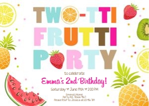 Birthday Invitation Two-tti Frutti Horizontal White design preview