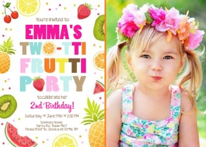 Birthday Invitation Two-tti Frutti White - With Photo design preview