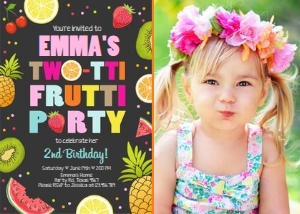 Birthday Invitation Two-tti Frutti Black - With Photo design preview
