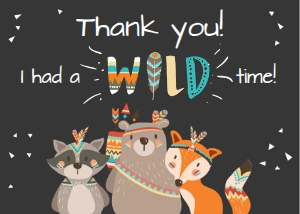 Thank you Card Tribal Woodland Chalk design preview