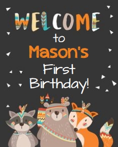 Welcome Sign Tribal Woodland Black design preview