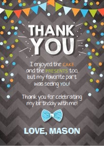 Thank You Card Boy Multicolor design preview