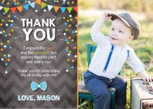 Thank You Card Boy Multicolor - With Photo design preview