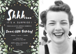 Birthday Invitation Greenery Surprise Chalk - With photo design preview