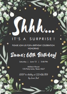 Birthday Invitation Greenery Surprise Chalk design preview