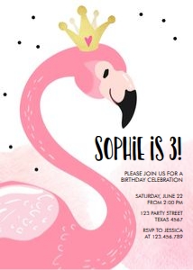 Birthday Invitation Flamingo Crown design preview