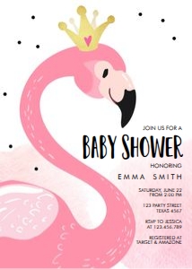Baby Shower Invitation Flamingo Crown design preview