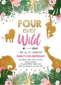 Birthday Invitation Fourever Wild Girl design preview