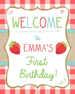 Welcome Sign Strawberry Red Blue design preview