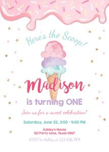 Birthday Invitation Ice Cream V2 design preview