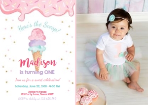 Birthday Invitation Ice Cream V2 - With photo: Birthday Invitation Ice Cream V2 - With photo