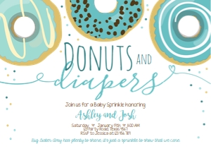 Donuts and Diapers Invitation Donut Blue design preview