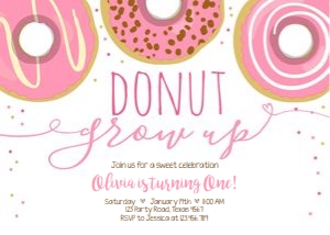 Birthday Invitation Donut Pink design preview