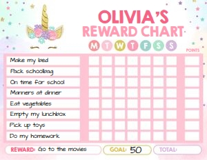 Reward Chart Unicorn 2 design preview