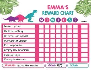 Reward Chart Dinosaur Girl design preview