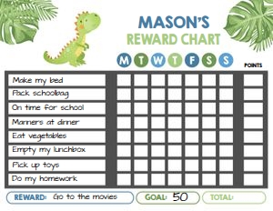 Reward Chart Dinosaur Boy v2 design preview