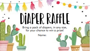 Diaper Raffle Ticket Cactus Fiesta design preview