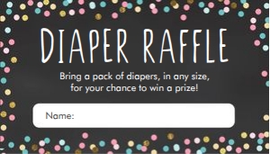 Diaper Raffle Ticket Confetti Black design preview